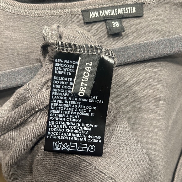 Ann Demeulemeester Charcoal Long Sleeve Top - Picture 3 of 7